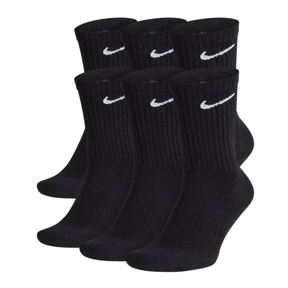 Nike Cushion Crew Socks with Band Black X-Small Kids & Adult 6 Pairs